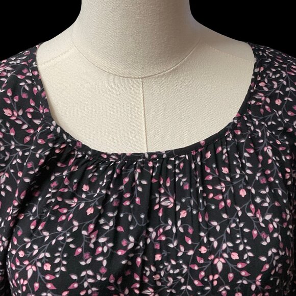 Black/Pink Floral Print Cold Shoulder Blouse - Picture 4 of 4